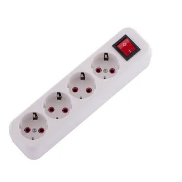 Колодка удлинителя 4 поста с заземлением с выключателем