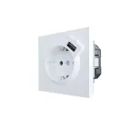 ZIMA Розетка с/з + USB разъем белая LEZARD