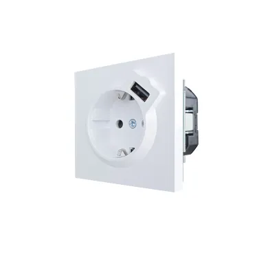 ZIMA Розетка с/з + USB разъем белая LEZARD