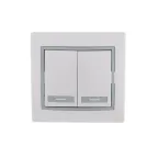 MIRA Выключатель двухклавишный белый с серой вставкой