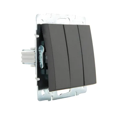 Выключатель RAIN тройной черный графит матовый механизм