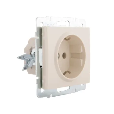Розетка RAIN с заземлением керамика крем механизм