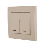 Выключатель RAIN двойной с подсветкой крем