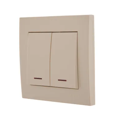 Выключатель RAIN двойной с подсветкой крем