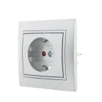 Мира Розетка с защитой от детей керамика металлик серый с вставкой