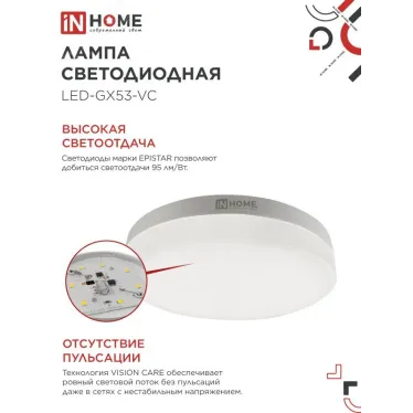 Лампа светодиодная LED-GX53-VC 4PACK 10Вт 230В 6500К 950Лм (4шт./упак.) IN HOME