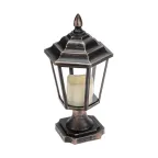 Декоративный фонарь на подставке со свечкой, бронзовый корпус, размер 14,5х17х31см, цвет теплый белый | 513-058 | NEON-NIGHT