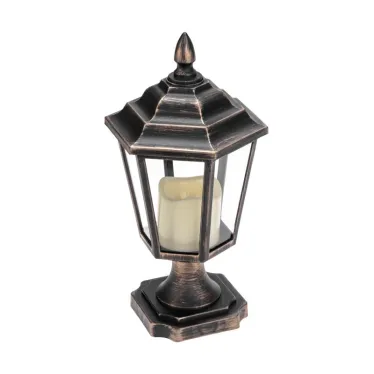 Декоративный фонарь на подставке со свечкой, бронзовый корпус, размер 14,5х17х31см, цвет теплый белый | 513-058 | NEON-NIGHT