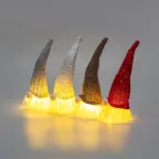 Набор из 4 Гномиков в новогодних колпаках 20 см, цвет свечения теплый белый, питание 3xLR1130 (в комплекте) | 513-016 | NEON-NIGHT