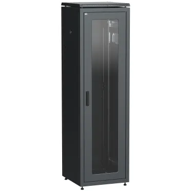 Шкаф сетевой 19дюйм LINEA N 38U 600х600 мм стеклянная передняя дверь. задняя металлическая черный