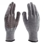 Перчатки трикотажные, акрил, ПВХ гель Протектор , серое мулине, оверлок,