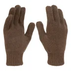 Перчатки трикотажные, акрил, двойные,цвет: коричневый, двойная манжета,