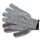 Перчатки трикотажные, акрил, ПВХ гель Протектор , серое мулине, оверлок,