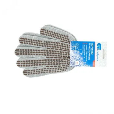 Перчатки трикотажные, акрил, ПВХ гель Протектор, серая туча, оверлок,