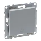 SUNO Выключатель без фиксации (кнопка) 6А 250В с символом "звонок".Безвинтовые зажимы. Цвет "Алюминий" | 721313 | Legrand