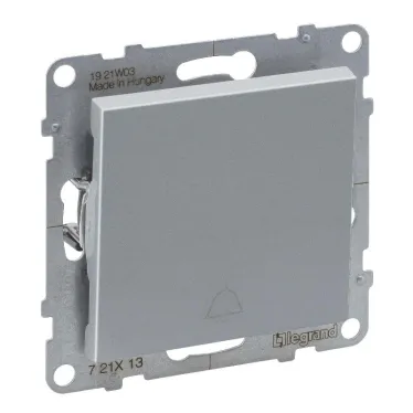 SUNO Выключатель без фиксации (кнопка) 6А 250В с символом "звонок".Безвинтовые зажимы. Цвет "Алюминий" | 721313 | Legrand