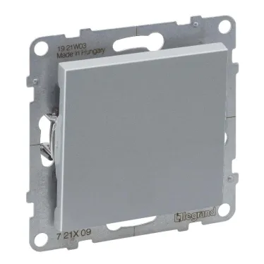 SUNO Выключатель без фиксации (кнопка) 6А 250В. Безвинтовые зажимы. Цвет "Алюминий" | 721309 | Legrand