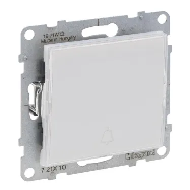 SUNO Выключатель без фиксации (кнопка) 6А 250В с подсветкой и держателем этикеток. Безвинтовые зажимы. Цвет "Белый" | 721110 | Legrand