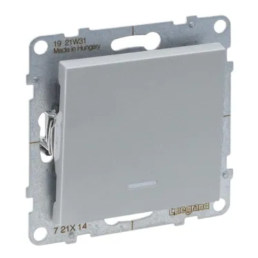 SUNO Выключатель 16АХ 250В с индикацией. Безвинтовые зажимы. Цвет "Алюминий" | 721314 | Legrand