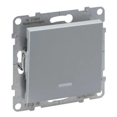 SUNO Переключатель 10АХ 250В с подсветкой. Безвинтовые зажимы. Цвет "Алюминий" | 721316 | Legrand