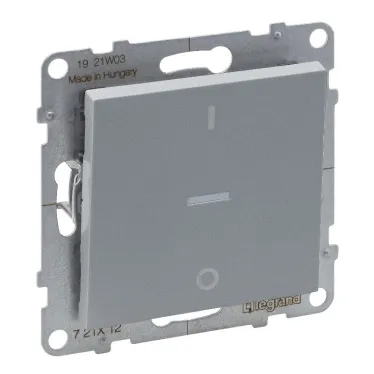 SUNO Выключатель двухполюсный 16АХ 250В с индикацией. Винтовые зажимы. Цвет "Алюминий" | 721312 | Legrand