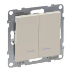 SUNO Выключатель двухклавишный 10АХ 250В с подсветкой/индикацией. Безвинтовые зажимы. Цвет "Слоновая кость" | 721215 | Legrand