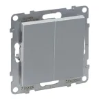 SUNO Выключатель двухклавишный 10А 250В. Безвинтовые зажимы. Цвет "Алюминий" | 721305 | Legrand