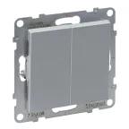 SUNO Переключатель двухклавишный 10А 250В. Безвинтовые зажимы. Цвет "Алюминий" | 721308 | Legrand
