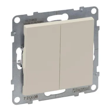 SUNO Переключатель двухклавишный 10А 250В. Безвинтовые зажимы. Цвет "Слоновая кость" | 721208 | Legrand