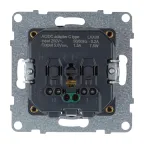 SUNO Комбинированная розетка со шторками 2К+З 16А 250В/USB С 1500мА. Безвинтовые зажимы. Цвет "Алюминий" | 721329 | Legrand