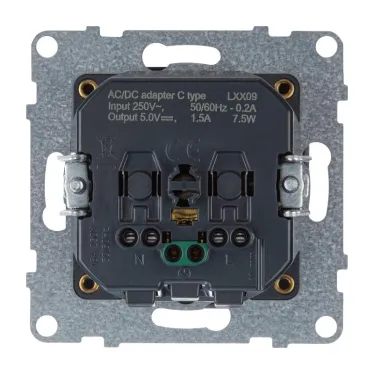 SUNO Комбинированная розетка со шторками 2К+З 16А 250В/USB С 1500мА. Безвинтовые зажимы. Цвет "Алюминий" | 721329 | Legrand