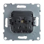 SUNO Силовая розетка 2К+З 16А 250В. С крышкой IP21. С защитными шторками. Безвинтовые зажимы Цвет "Алюминий" | 721327 | Legrand