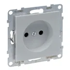 SUNO Силовая розетка 2К 16А 250В. C защитными шторками. Винтовые зажимы. Цвет "Алюминий" | 721319 | Legrand