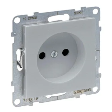 SUNO Силовая розетка 2К 16А 250В. C защитными шторками. Винтовые зажимы. Цвет "Алюминий" | 721319 | Legrand