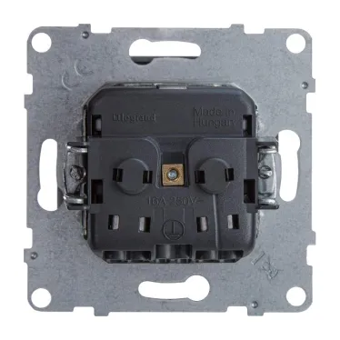 SUNO Силовая розетка 2К+З 16А 250В с защитными шторками.Безвинтовые зажимы. Цвет "Алюминий" | 721320 | Legrand