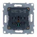 SUNO Комбинированная розетка со шторками 2К+З 16А 250В/USB С 1500мА. Безвинтовые зажимы. Цвет "Белый" | 721129 | Legrand