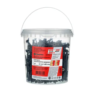 Саморез ШСГД 4,2х65 редкая резьба (1кг) - ведро | 125589 | Tech-KREP