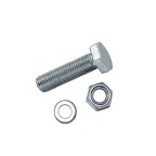 Болт DIN933 с шестигранной головкой оцинк. М12х60 + гайка + шайба (2 шт) - пакет ( 0,164 кг) | 136924 | Tech-KREP