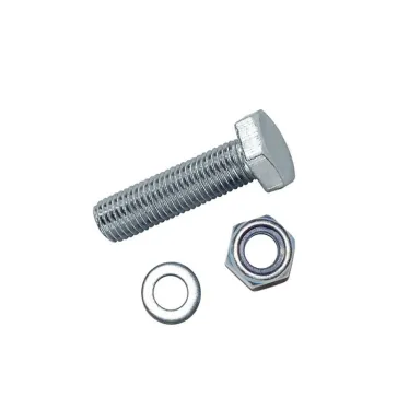 Болт DIN933 с шестигранной головкой оцинк. М12х60 + гайка + шайба (2 шт) - пакет ( 0,164 кг) | 136924 | Tech-KREP