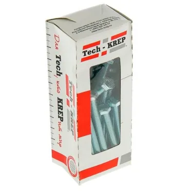 Болт DIN933 с шестигранной головкой оцинк. М6х80 (40 шт) - коробка с ок. Tech-Kr ( 0,653 кг) | 126504 | Tech-KREP