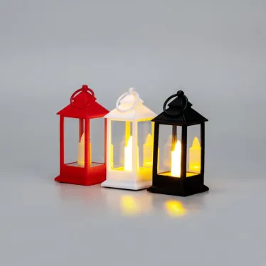 Набор из 3 фонарей со свечкой 5,5х5,5х12,5 см, цвет корпуса белый, красный, черный | 513-020 | NEON-NIGHT