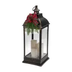 Декоративный фонарь с тремя свечами, бронзовый корпус, размер 24х24х65см, цвет теплый белый | 513-049 | NEON-NIGHT