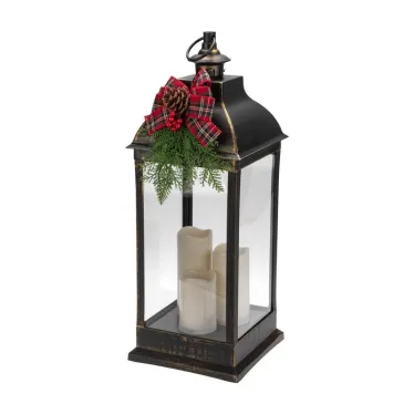 Декоративный фонарь с тремя свечами, бронзовый корпус, размер 24х24х65см, цвет теплый белый | 513-049 | NEON-NIGHT