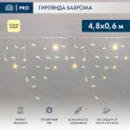 Бахрома (Айсикл) 4,8х0,6м 176 LED ТЕПЛЫЙ БЕЛЫЙ прозрачный ПВХ IP65 эффект мерцания 230В | 255-186 | NEON-NIGHT