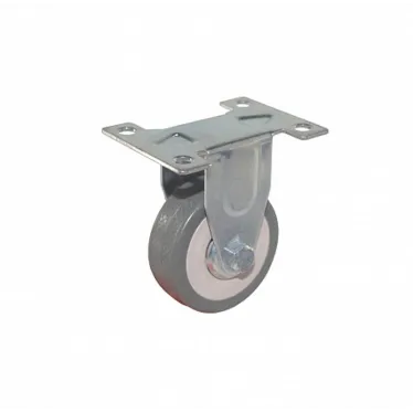 Колесо апп. неповорот, п/п обод, серая рез, подшип.скольж, площадка, D50, б/т - пакет  | 148491 | Tech-KREP