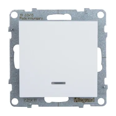 SUNO Выключатель 10АХ 250В с подсветкой/индикацией. Безвинтовые зажимы. Цвет "Белый" | 721111 | Legrand