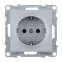 SUNO Силовая розетка 2К+З 16А 250В с защитными шторками.Безвинтовые зажимы. Цвет "Алюминий" | 721320 | Legrand