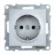 SUNO Силовая розетка 2К+З 16А 250В с защитными шторками. Винтовые зажимы. Цвет "Алюминий" | 721324 | Legrand