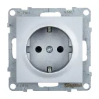 SUNO Силовая розетка 2К+З 16А 250В с защитными шторками. Винтовые зажимы. Цвет "Алюминий" | 721324 | Legrand