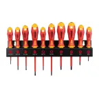 Набор отверток диэлектрических SL/PZ/PH/Tx Ergonic на стальной стойке, 10 шт